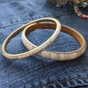 Vintage Shell Inlay Bangle Bracelet